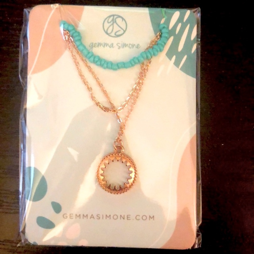 Gemma Simone Aqua Beaded Lariat Necklace